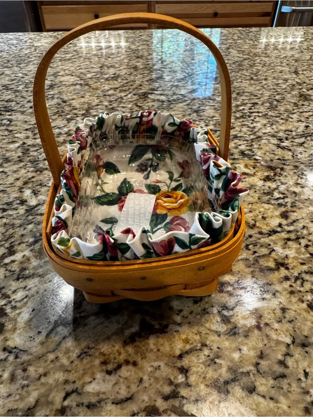 Longaberger Woven Wooden Basket in Warm Honey Brown, like new, never used.